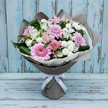 Букет цветов из:  Герберы, Альстромерии и Хризантемы #REPLACE_PRED# Анне
