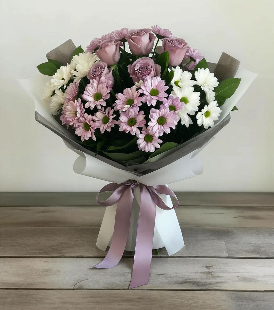 Букет цветов из: Хризантемы и Розы в Анне