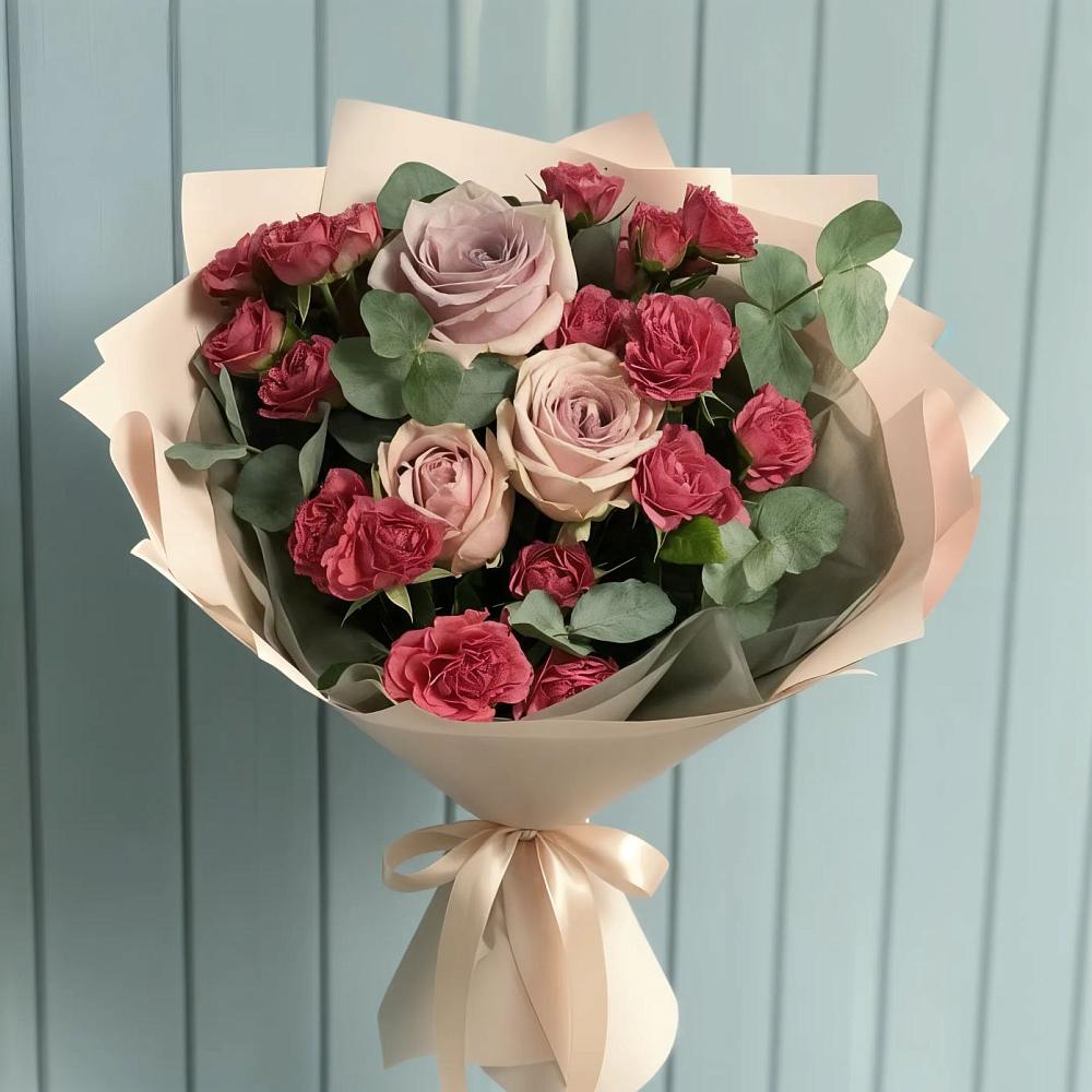 Букет цветов из: Гвоздики и Розы в Анне