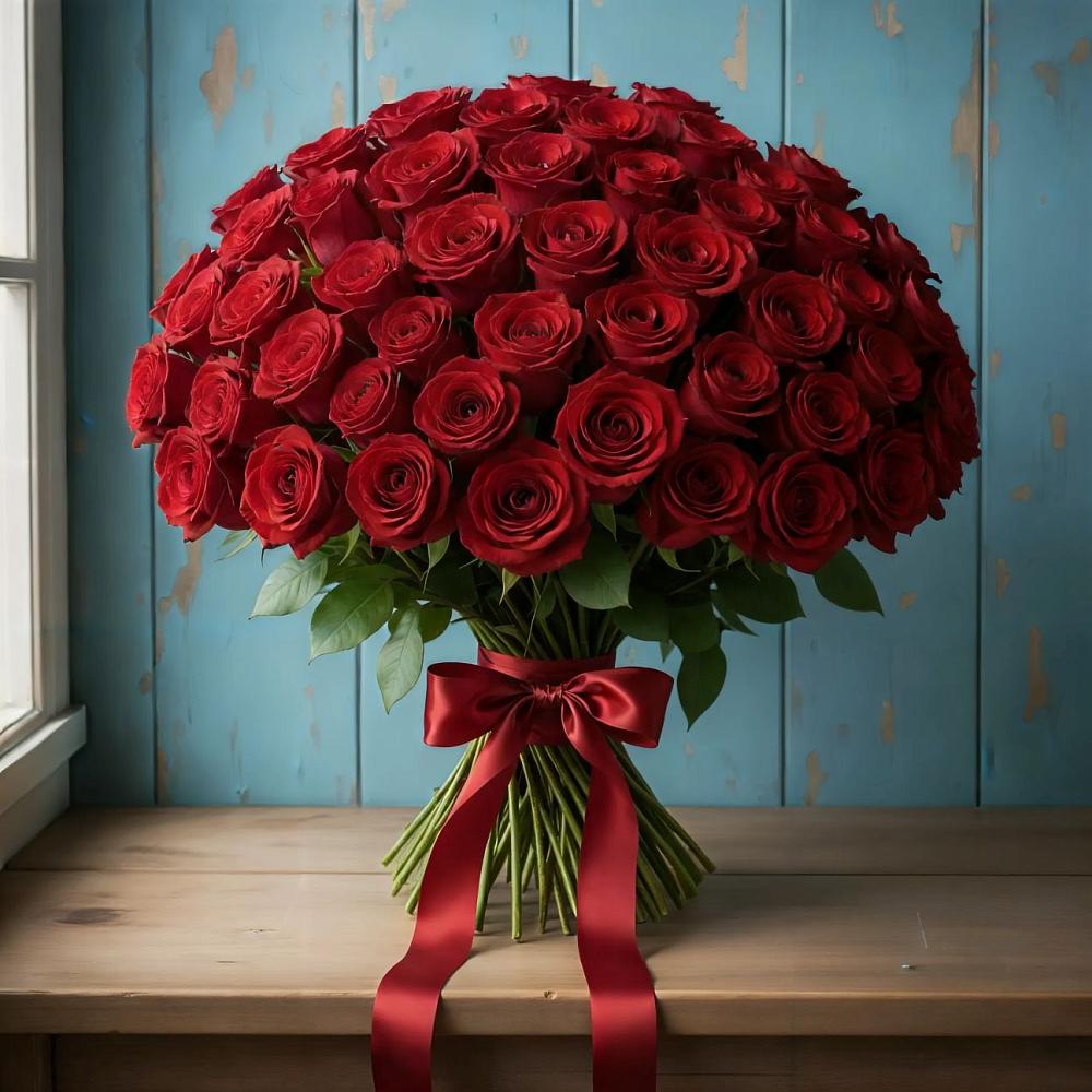 Букет Красные розы Блэк Меджик в Анне