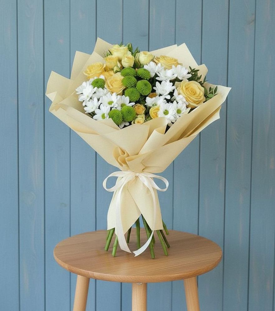 Букет цветов из: Хризантемы и Розы в Анне
