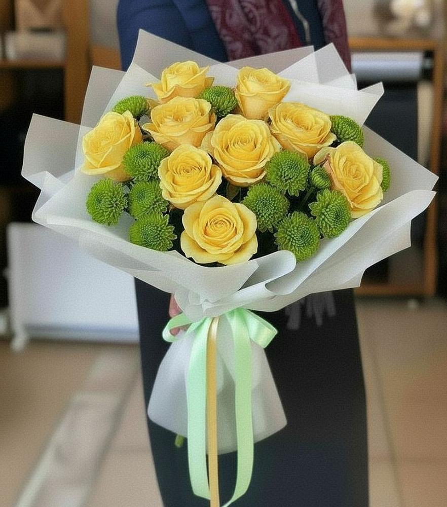 Букет цветов из: Хризантемы и Розы в Анне