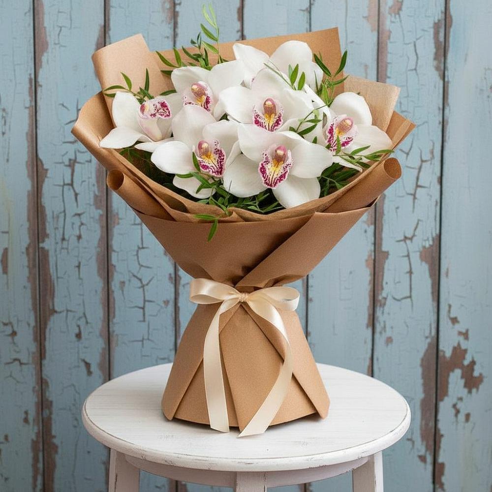 Букет цветов из: Орхидеи и Розы в Анне