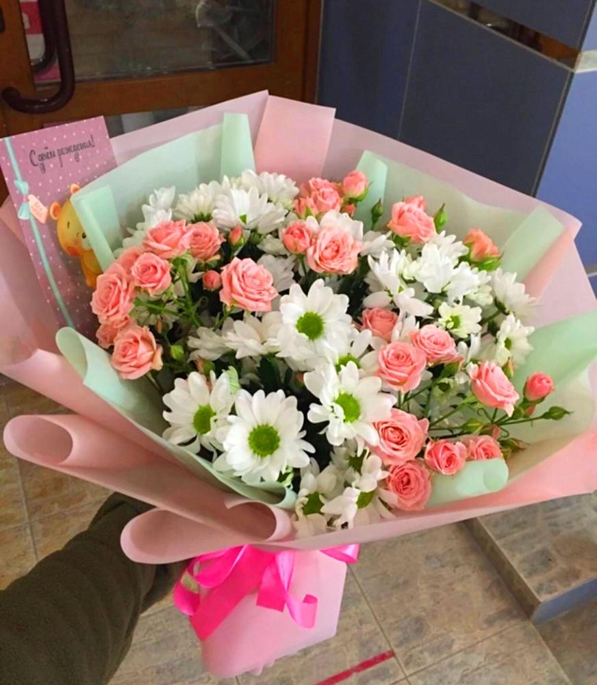 Букет цветов из: Розы и Хризантемы в Анне