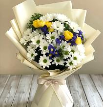 Букет цветов из:  Ирисы, Хризантемы и Розы #REPLACE_PRED# Анне