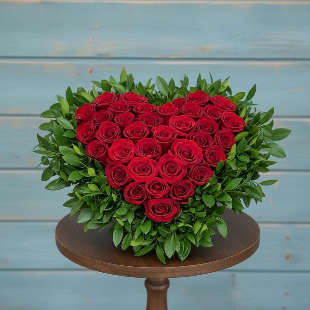 Цветочная композиция из Розы в виде сердца в Анне