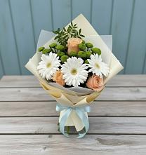 Букет цветов из:  Герберы, Розы и Хризантемы в Анне